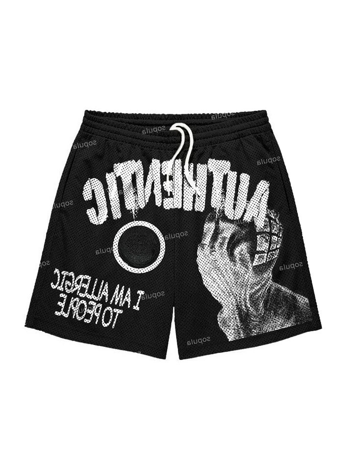 Fun Text Graphic Print Shorts High Quality Sport Training Breathable Fashionable Shorts Streetwear Men Fashion Casual Shorts